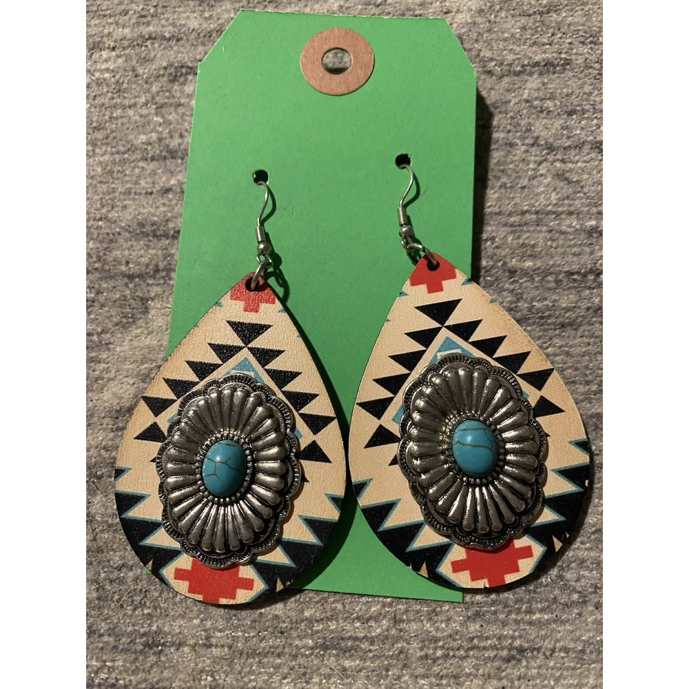 "Austin West" Retro Western Fashion Artisan Earrings W/ Turquoise Stones NWOTs